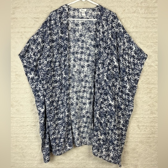 JAPNA Blue Floral Kimono One Size 100% Viscose - Picture 1 of 13